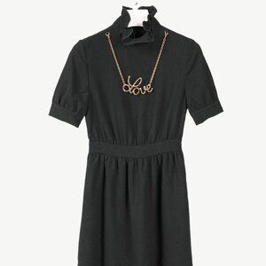 Love Moschino Black Crepe "Love"-Necklace Mini Dress